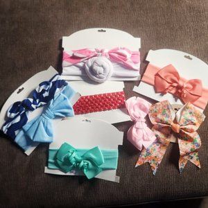 New girls hair accessories lot ( hair bows and headbands ) Lot of 9